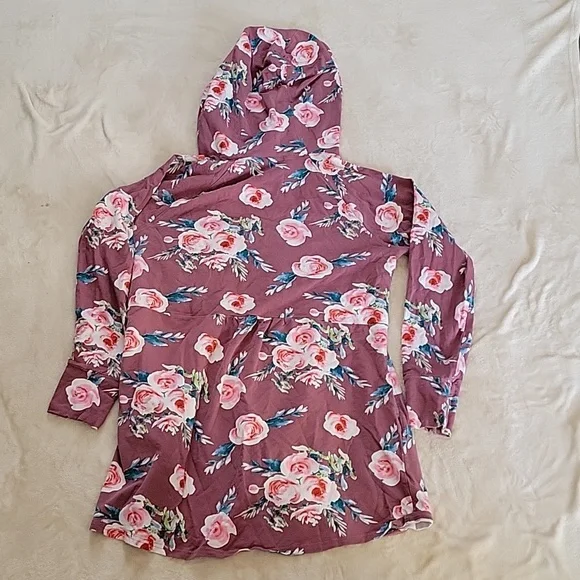 Latched Mama Floral Hoodie Top - Purple and Pink - Picture 5 of 5
